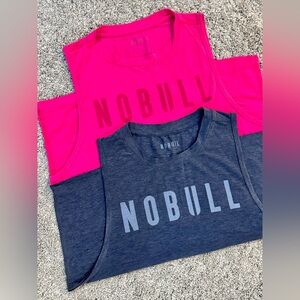 NOBULL Women's Muscle Crop Tank Bundle-Pink/Gray- Size Small